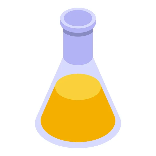 Yellow flask essential oils icon, isometric style — Stock Vector