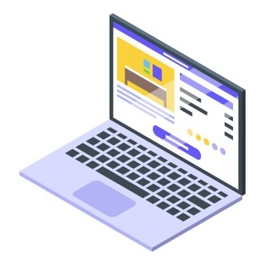 Ev ofisinin çalışma defteri simgesi, izometrik biçim