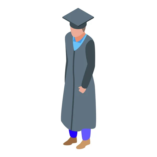 Icono de graduado hijo de familia, estilo isométrico — Vector de stock