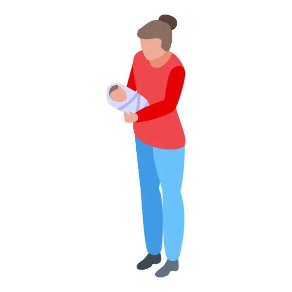 Οικογενειακή στιγμή εικονίδιο γέννησης πρώτου παιδιού, ισομετρικό στυλ — Διανυσματικό Αρχείο