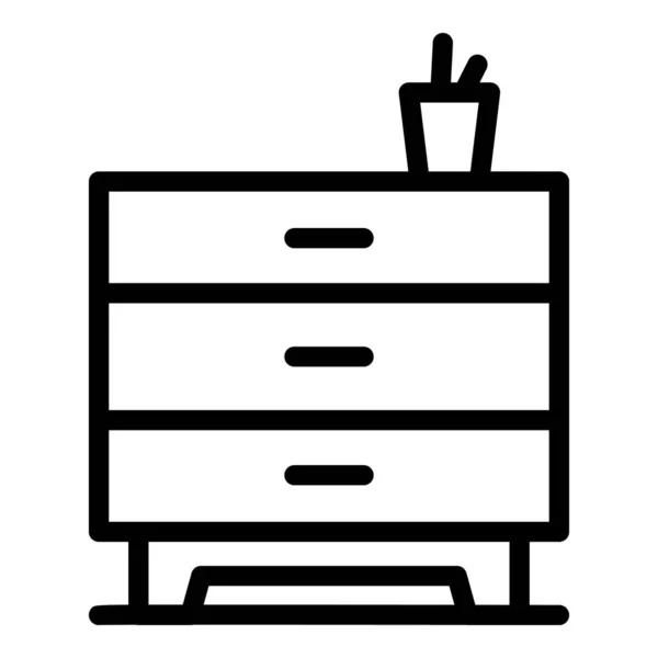 Schubladen-Ikone für das Home Office, Umriss-Stil — Stockvektor