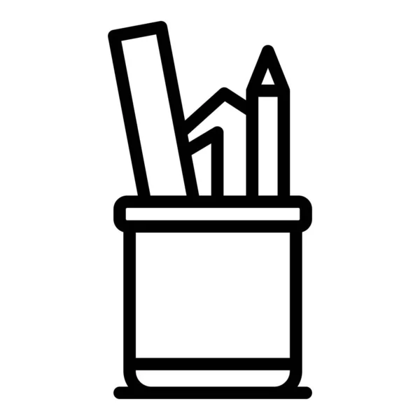 Domácí kancelář tužky pot ikona, obrys styl — Stockový vektor