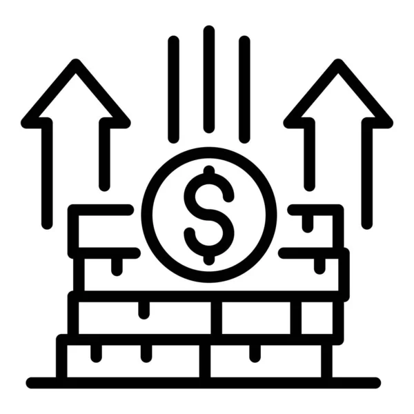 Prendre dollar coin pile icône, style contour — Image vectorielle