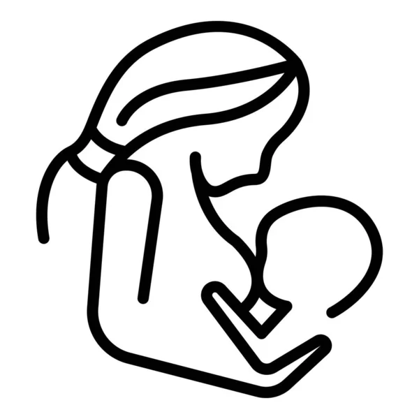 Borstvoeding pictogram, omtrek stijl — Stockvector