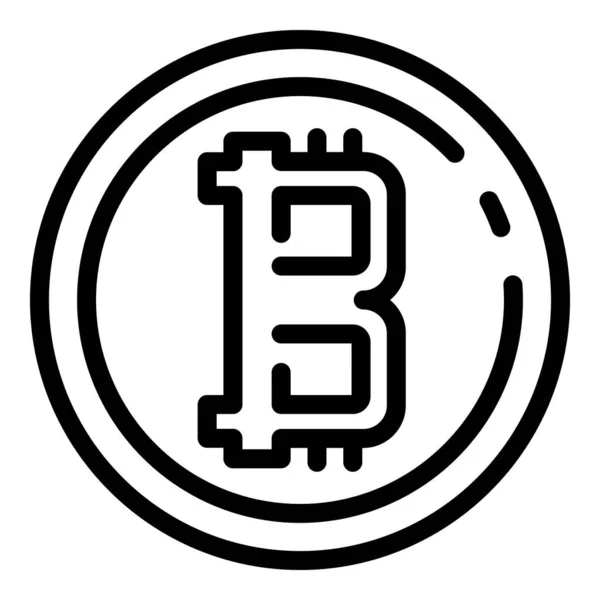 Crypto icône Bitcoin, style contour — Image vectorielle