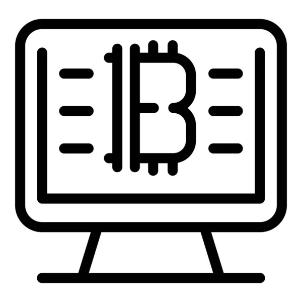 Monitor bitcoin icon, outline style — Stock Vector