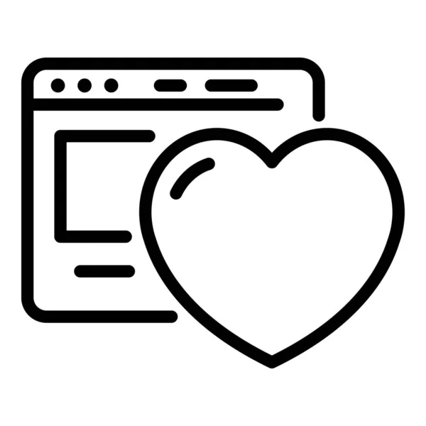 Иконка страницы любви в интернете, стиль набросков — стоковый вектор
