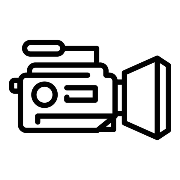 Icona della fotocamera del cinema, stile contorno — Vettoriale Stock