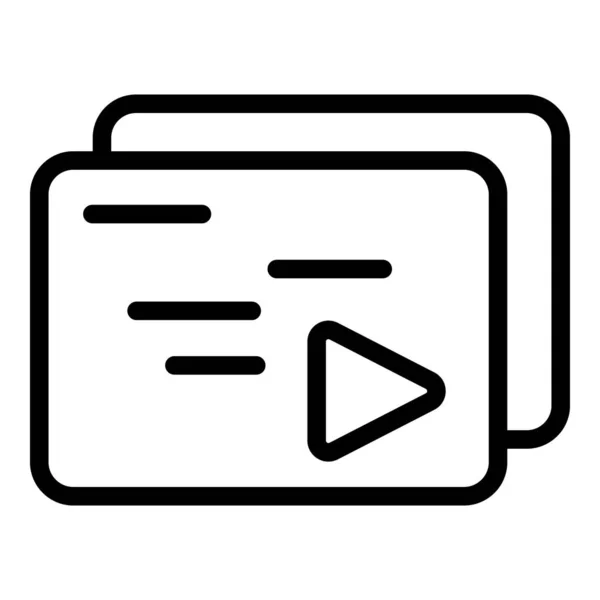 Піктограма списку відтворення відео, стиль контуру — стоковий вектор