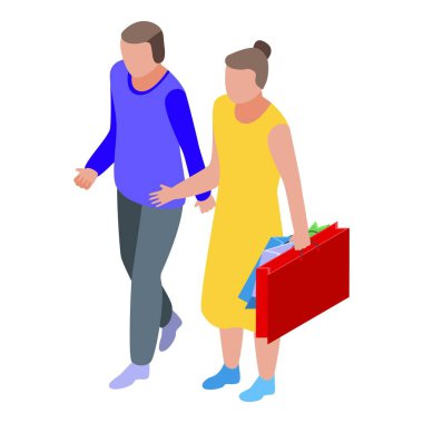 Aile bayramı alışveriş simgesi, izometrik stil