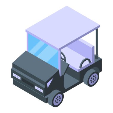 Hobi golf arabası simgesi, izometrik stil