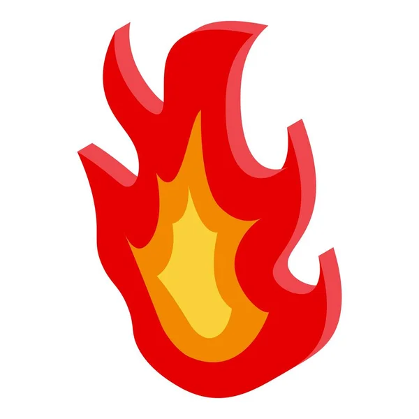 Warning flame icon, isometric style — Stock Vector