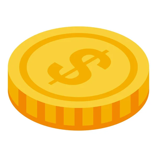 Guld dollar mynt ikon, isometrisk stil — Stock vektor