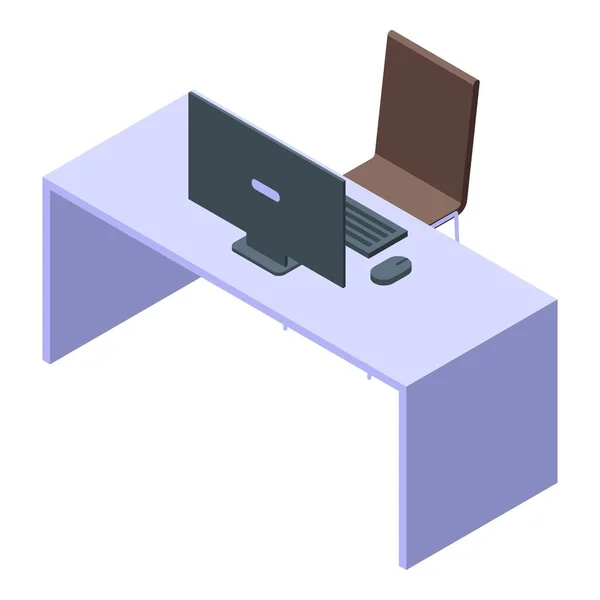 Icono de escritorio de externalización, estilo isométrico — Vector de stock