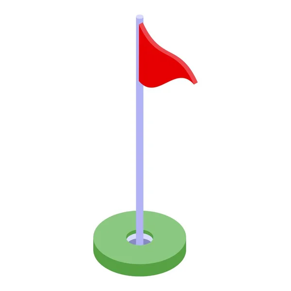 ゴルフレッドフラッグアイコン,等方式 — ストックベクタ