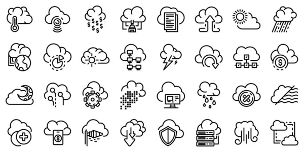 Conjunto de ícones de nuvem, estilo esboço — Vetor de Stock