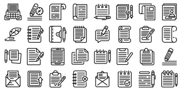 Conjunto de ícones de escrita, estilo esboço —  Vetores de Stock