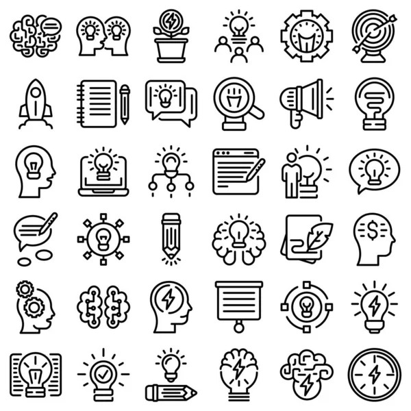 Conjunto de iconos de ideas, estilo de esquema — Vector de stock