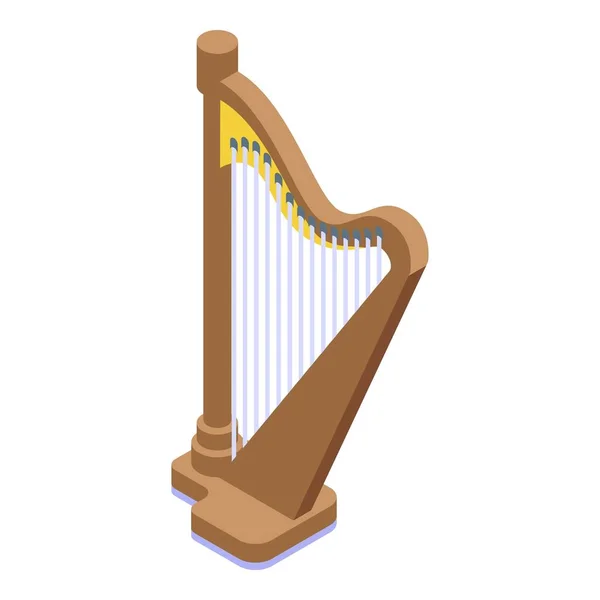 Ícone de harpa, estilo isométrico — Vetor de Stock