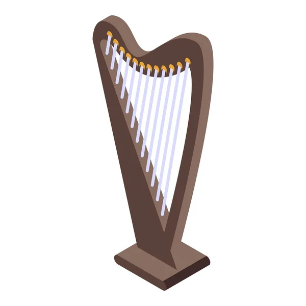 Ikona koncertní harfy, izometrický styl — Stockový vektor