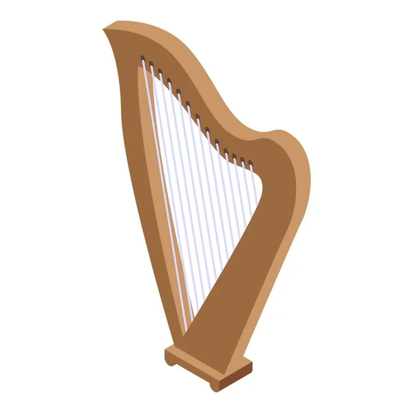 Traditional harp icon, isometric style — Stock Vector