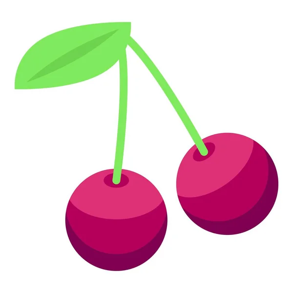 Sweet cherry icon, isometric style — Stock Vector