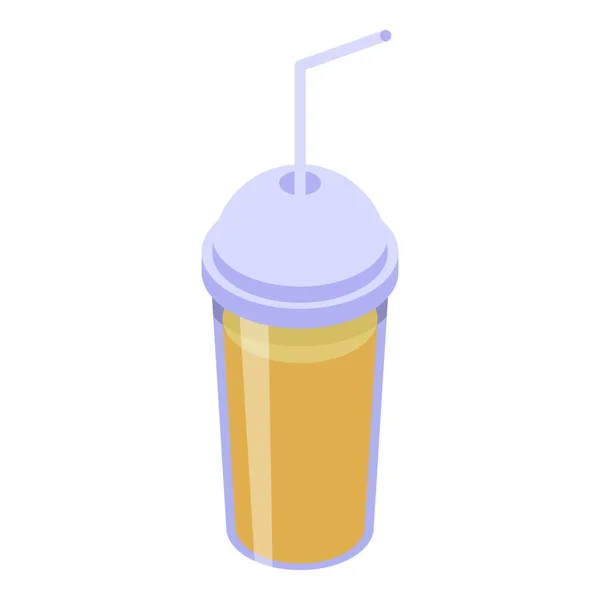 Fresh juice plastic cup icon, isometric style — Stock Vector