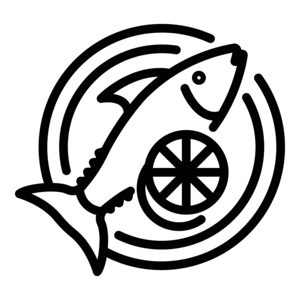 Greek fish dish icon, outline style — Stock Vector