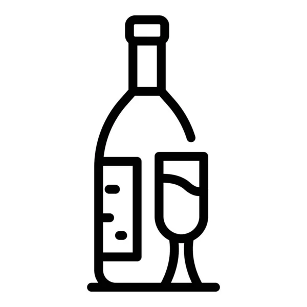 Grecia icono de la botella de vino, esquema de estilo — Archivo Imágenes Vectoriales