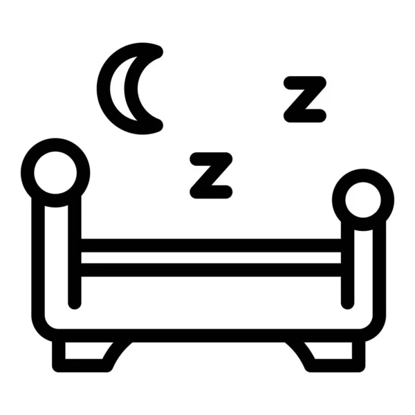 Tyst utrymme sova säng ikon, kontur stil — Stock vektor