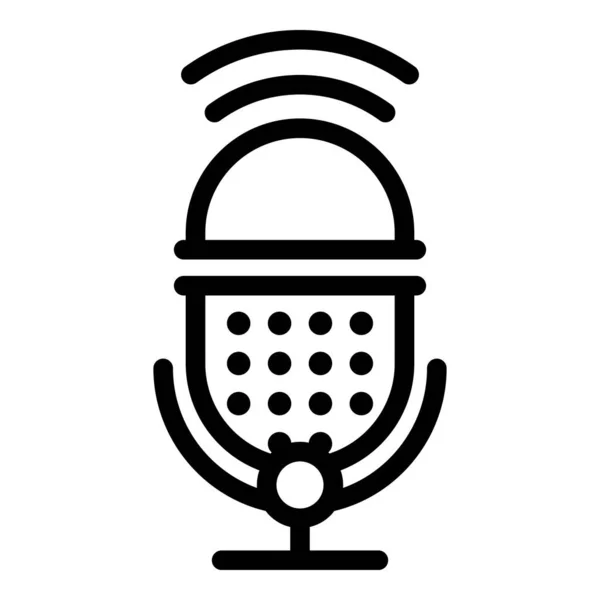 Ícone de microfone Podcast, estilo esboço —  Vetores de Stock