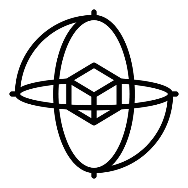 Ikona żyroskopu momentu obrotowego, styl zarysu — Wektor stockowy