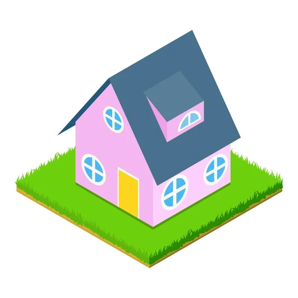 Icono de casa rosa, estilo isométrico — Vector de stock