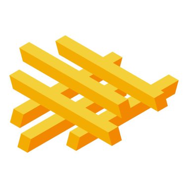 Kızarmış patates ikonu, izometrik tarzda.