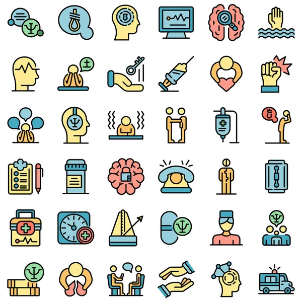 Supporting mental health icons set vector flat — Stock Vector