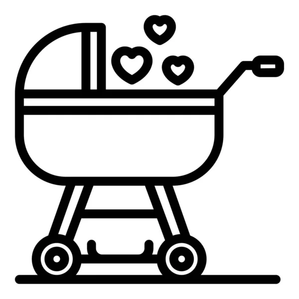 Ikone für Familien-Kinderwagen, Outline-Stil — Stockvektor