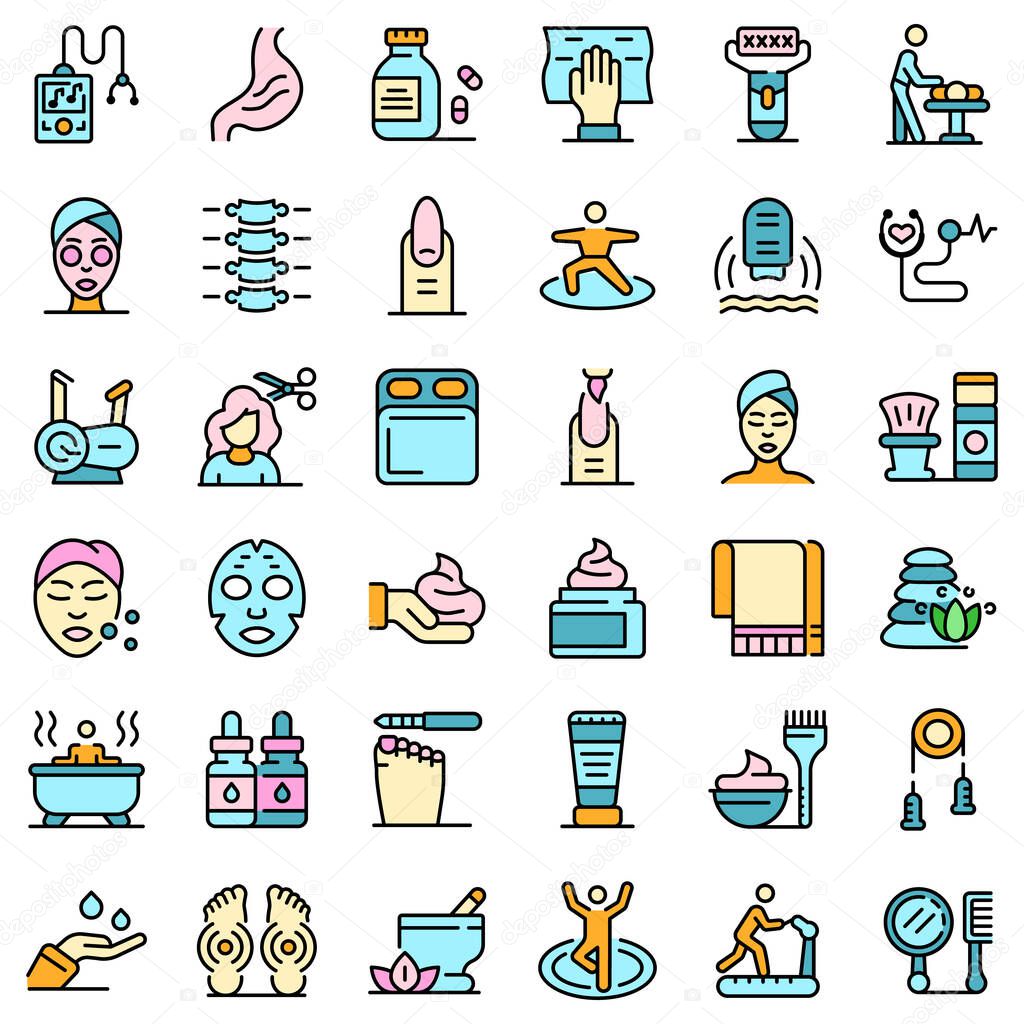 Self-care icons set vector flat