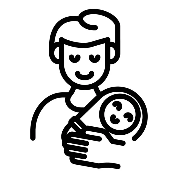 Père avec icône bébé enfant, style contour — Image vectorielle