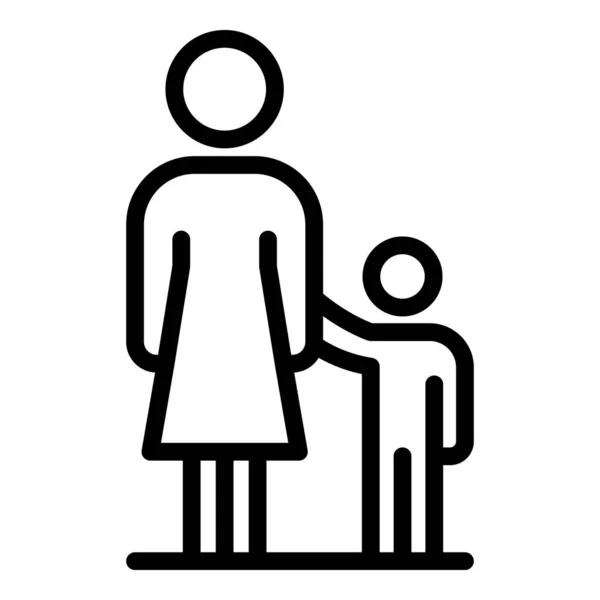 母亲与儿子图标，轮廓风格 — 图库矢量图片