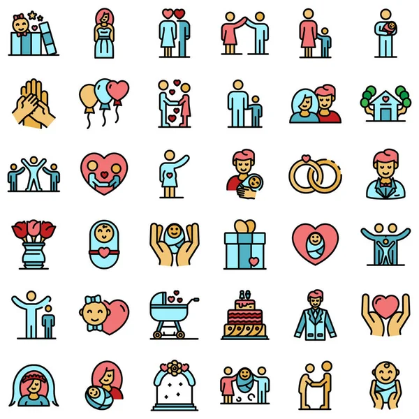 Family moments icons set vector flat — Stock Vector