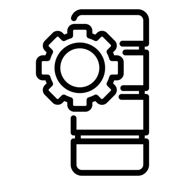 Kuggväxel hjul batteri ikon, kontur stil — Stock vektor