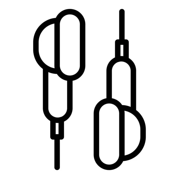 Escuchar icono de auriculares de cable, estilo de contorno — Vector de stock