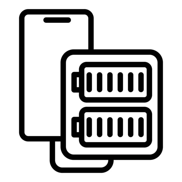 Icono de banco de energía de batería completa, estilo de esquema — Vector de stock