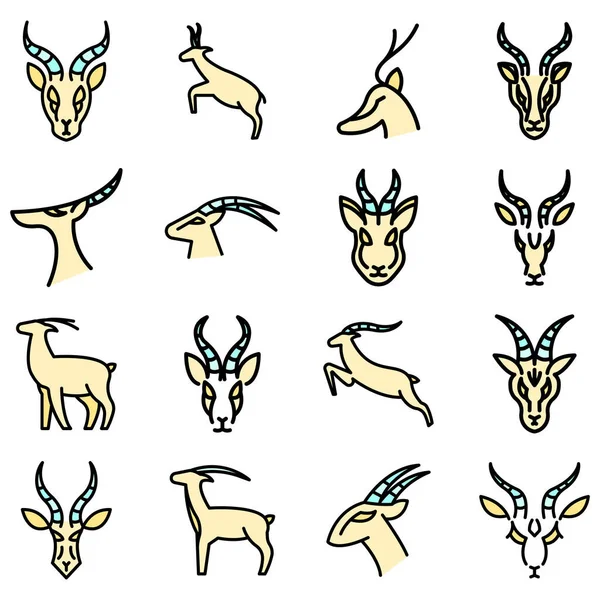 Gazelle icons set vector flat Royalty Free Stock Illustrations