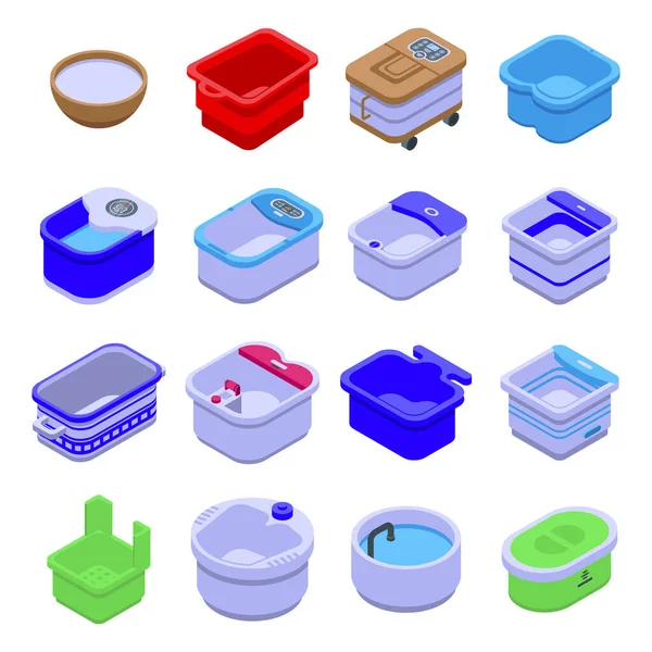 Conjunto de iconos de baño de pie, estilo isométrico — Archivo Imágenes Vectoriales