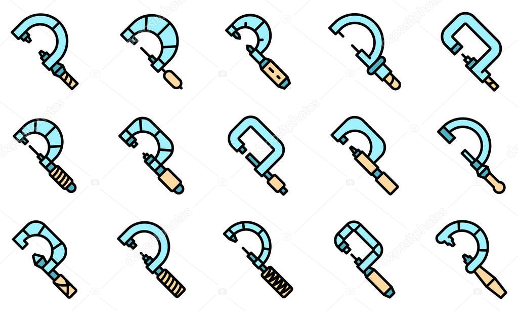Micrometer icons set vector flat