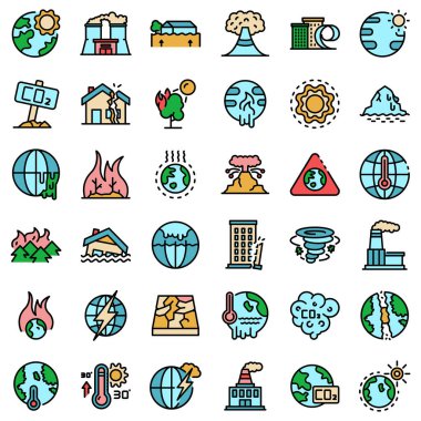 Küresel ısınma simgeleri vektörü düzleştirdi