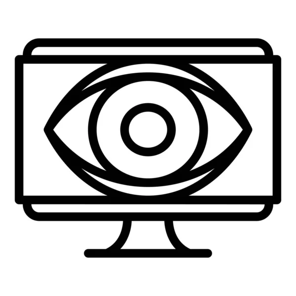 Big eye monitor icon, outline style — Stock Vector