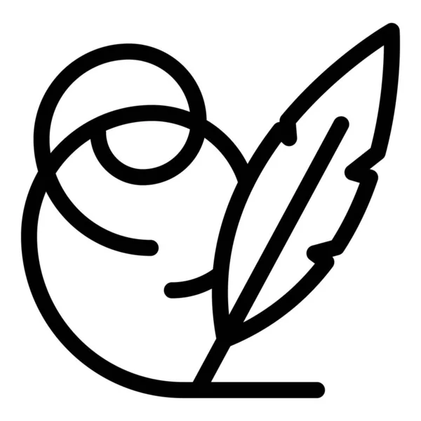 Icono de pluma de pluma, estilo de esquema — Vector de stock