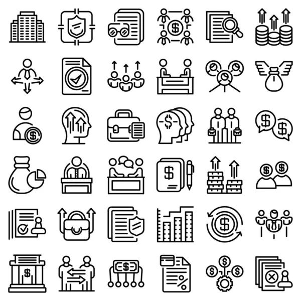 Conjunto de iconos de accionista, estilo de esquema — Archivo Imágenes Vectoriales